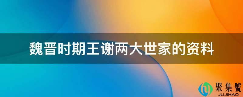 魏晋期间名门两大世家的材料