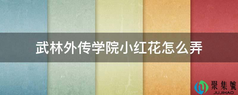 武林别传学院小红花怎么弄