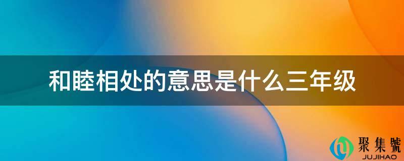 敦睦相处的意思是什么三年级