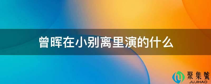 曾晖在小分别里演的什么