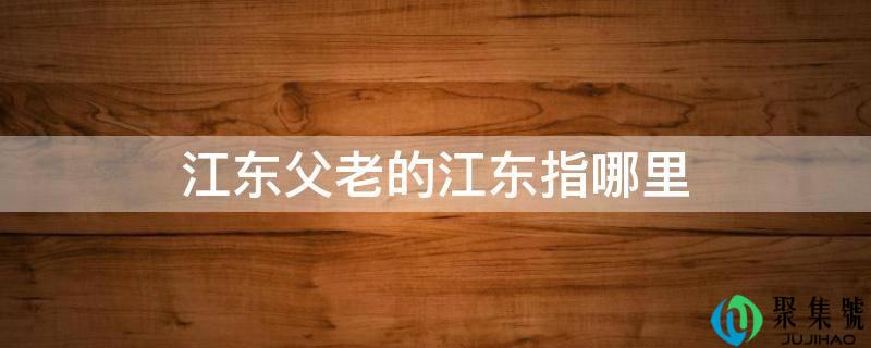 江东父老的江东指哪里