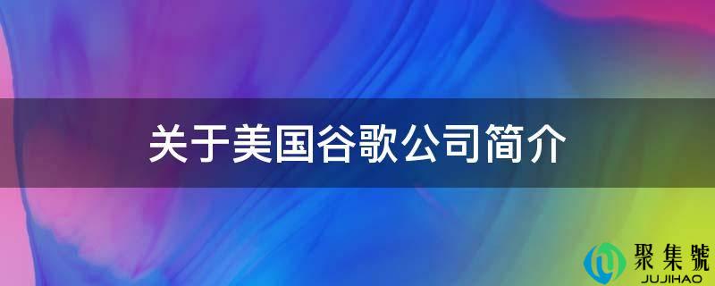 关于美国谷歌公司简介