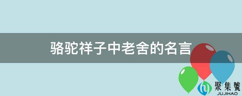 骆驼祥子中老舍的名言