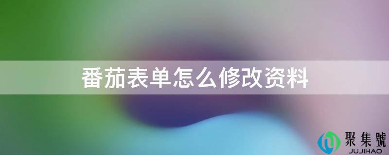 番茄表单怎么修改资料