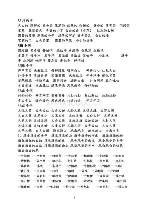 aa的叠词(aa的叠词成语大全)