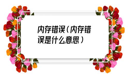 内存错误是什么意思(内存错误0xc0000009c)