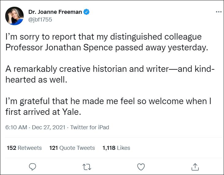 著名历史学家史景迁去世,享年85岁