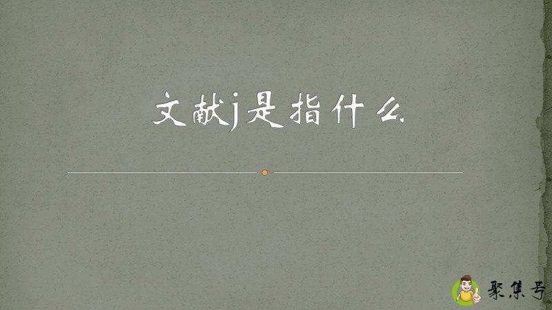 文献j是指什么